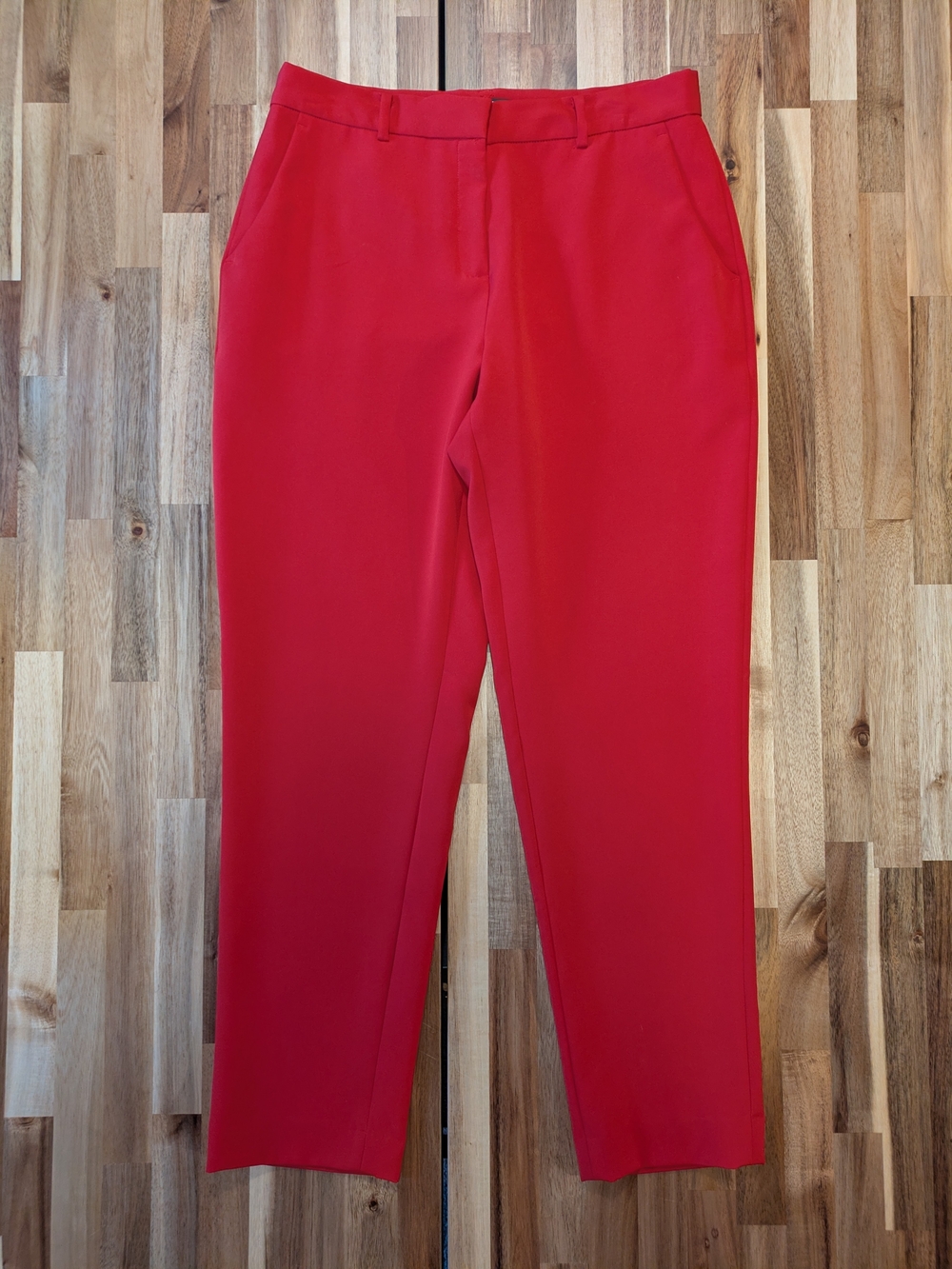 Brooke Shields Timeless Red Tailored Slim Ankle Trousers Size 6